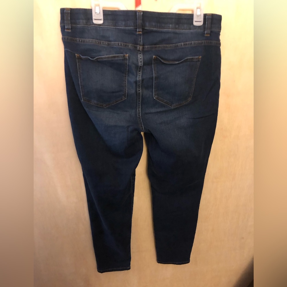 NWOT  Woman Within  Skinny w/ Whiskered look Blue Jeans Size 16  34 x 27 - Picture 2 of 3